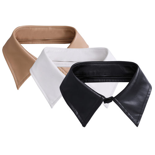 女式百搭时尚假领PU皮领子小单领