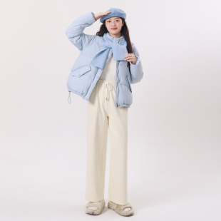 大杨 直筒裤 雪尼尔加绒阔腿裤 大码 子 女2025秋冬小个子窄版 120斤