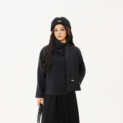 磨毛保暖上衣围脖秋冬针织衫内搭