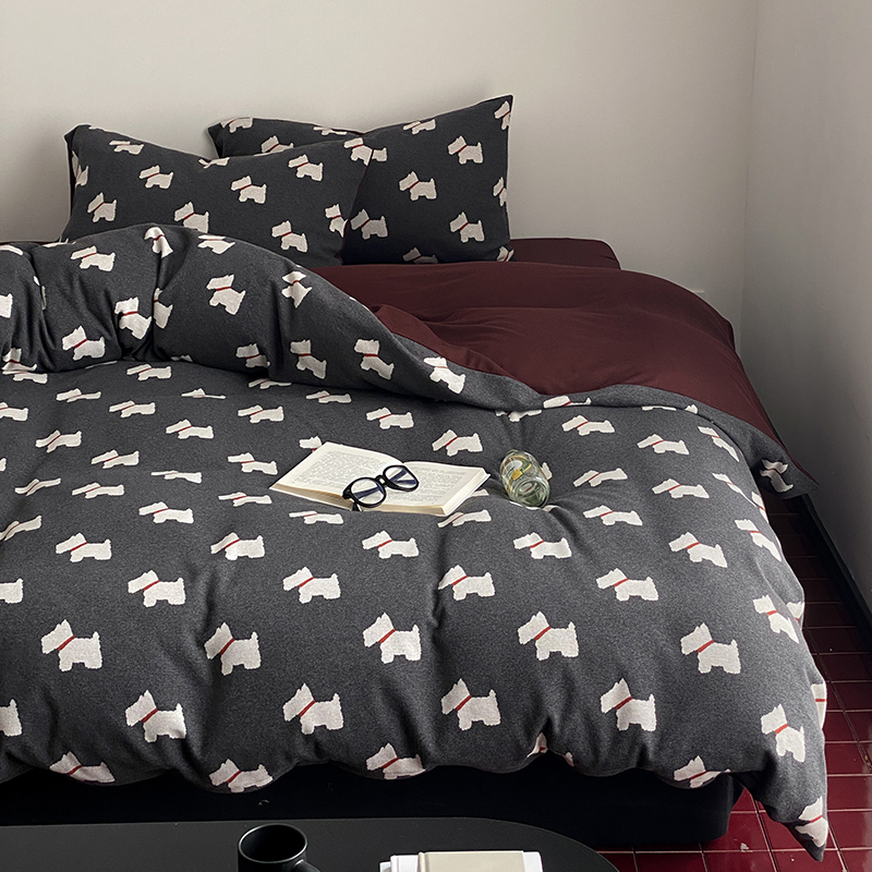 床笠款四件套全棉针织棉卡通裸睡