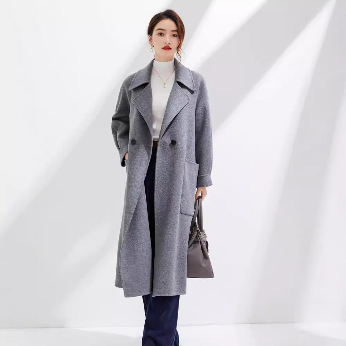 高端双面呢羊绒大衣女中长款修身显瘦2026秋冬新款时尚毛呢外套女