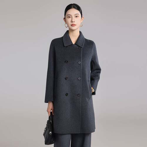 2026秋冬新款双排扣经典10双面山羊绒大衣女手工女装羊毛毛呢外套