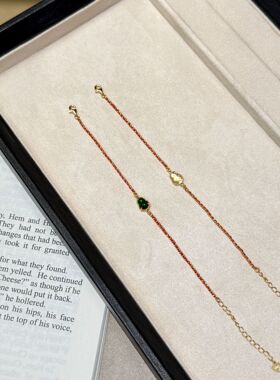 深圳旭佳旭家s925通体纯银天然翡翠四爪葫芦红绳手链女时尚简约