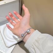 深圳旭佳旭家正圆施家珍珠满钻双珠开口手镯女个性 复古高级叠戴