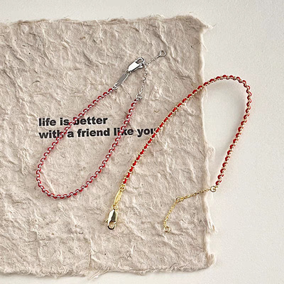 深圳旭佳S925纯银本命年redline新款法国红绳圆珠手链女转运轻奢