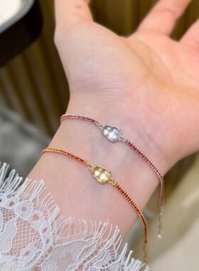 深圳旭佳旭家s925纯银天然水沫玉葫芦红绳编织手链女简约高级国风