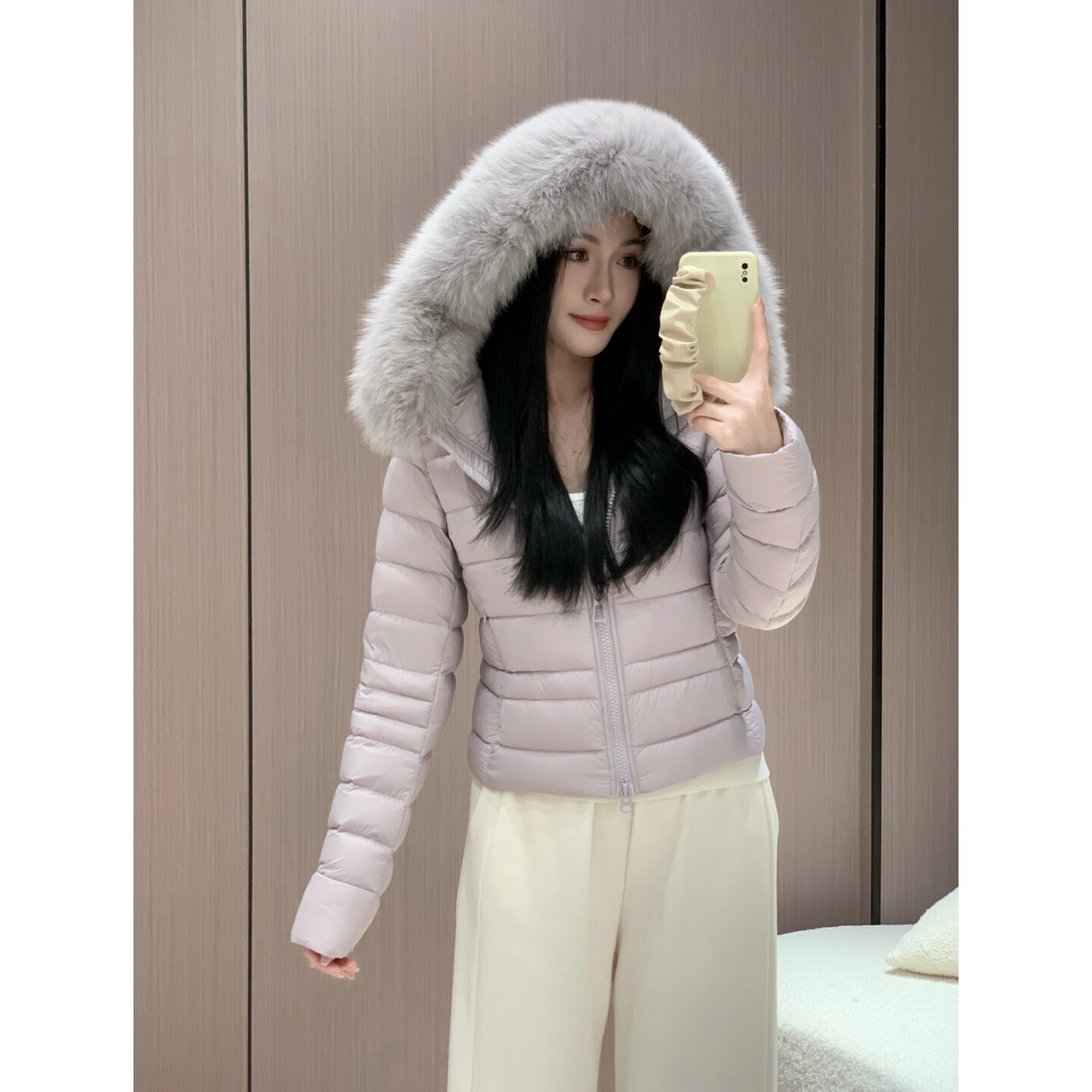 小版型修身排骨羽绒服女2026新款可拆卸狐狸毛领小个子短款冬外套