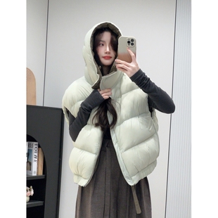 美式复古加厚双面穿羽绒服马甲女宽松2025冬季新款无袖夹克两面穿