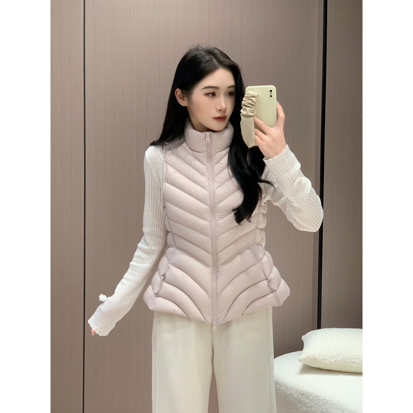 V型排骨收腰羽绒服马甲女修身2026秋冬新款白鸭绒小蛮腰坎肩背心
