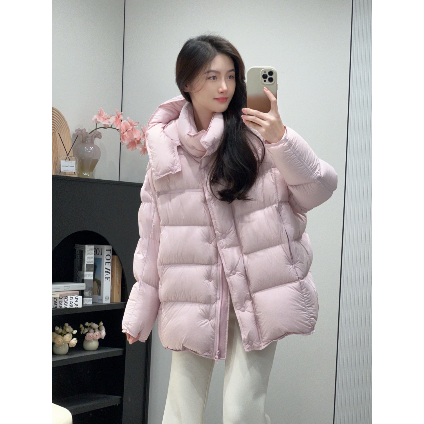 冬日暖愈系蓬松锁温95白鸭绒连帽羽绒服女中长款2025冬季新款外套