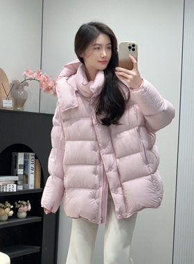 95白鸭绒冬日暖愈系蓬松锁温连帽羽绒服女中长款2025冬季新款外套