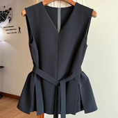 知性通勤 抗皱好品质无袖 上衣 前后两穿 春夏简约气质收腰衬衫