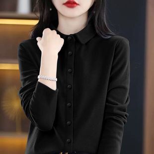 衬衣女款秋冬2025新款爆款时尚洋气内搭加绒加厚保暖打底衬衫上衣