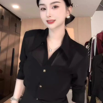 2025早春新款法式复古气质高级感小众设计感系带长袖衬衫女上衣