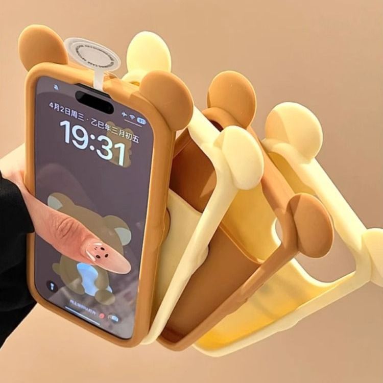 立体眼镜轻松熊iphone16promax手机壳苹果15/14Plus硅胶13pro新潮12防摔11全包保护套6/7/8网红女款5s/4se23
