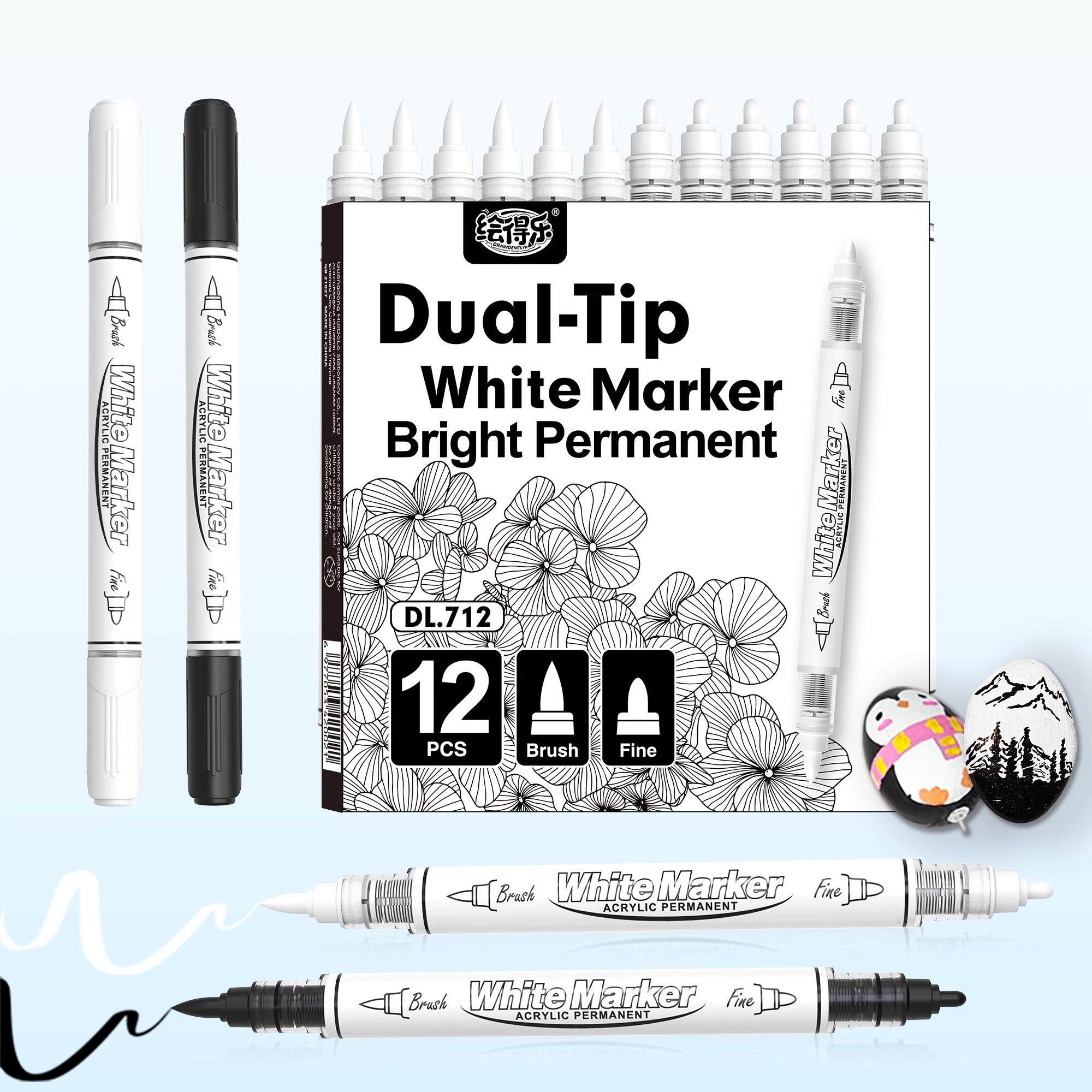 广纳712双头直液式软硬头记号笔黑色马克笔白色高光笔美术勾线笔,文具电教/文化用品/商务用品,记号笔,淘宝优惠券,粉丝福利购,淘宝优惠卷