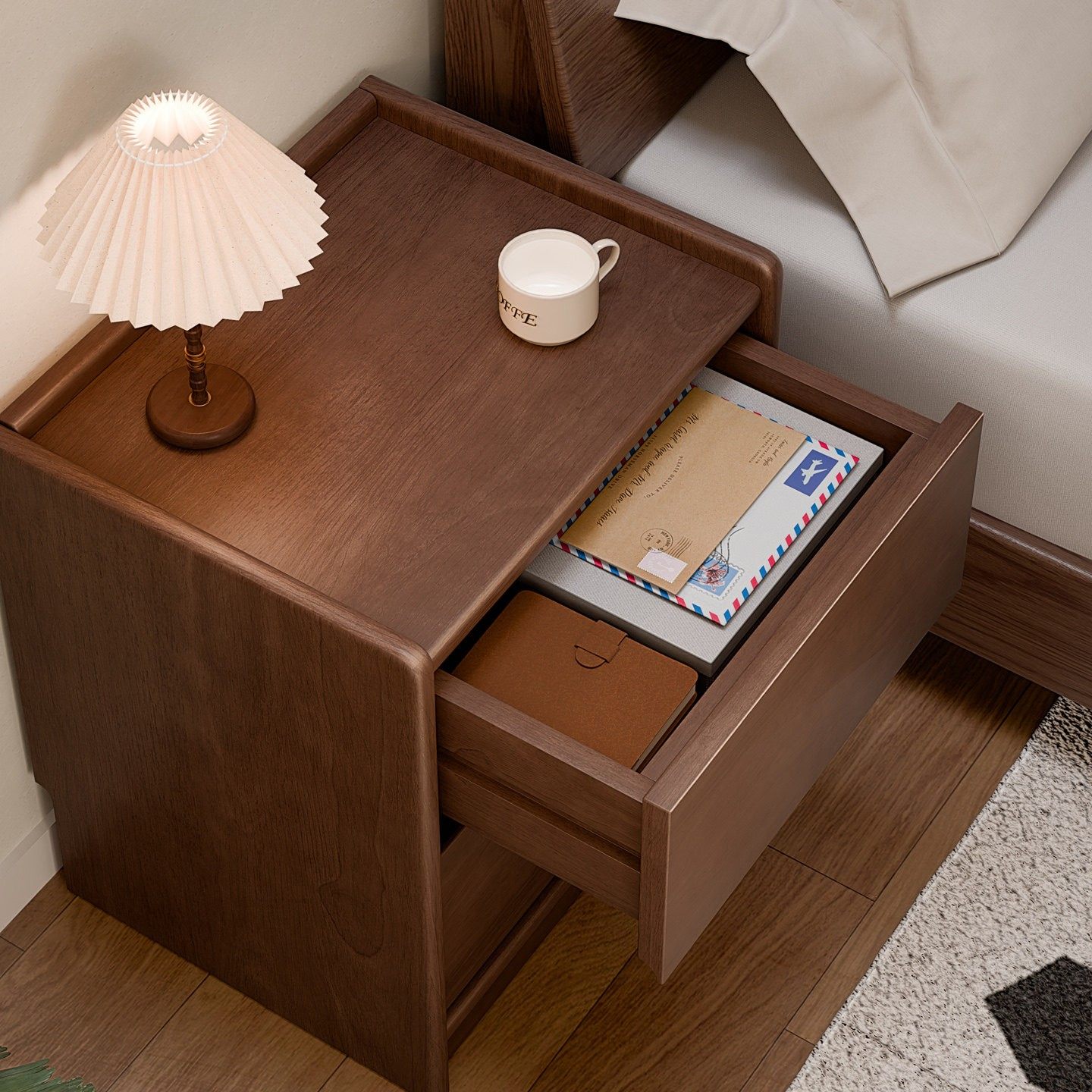 家逸实木床头柜家用卧室2025爆款小型中古风收纳柜轻奢床边置物柜,住宅家具,床头柜,淘宝优惠券,粉丝福利购,淘宝优惠卷