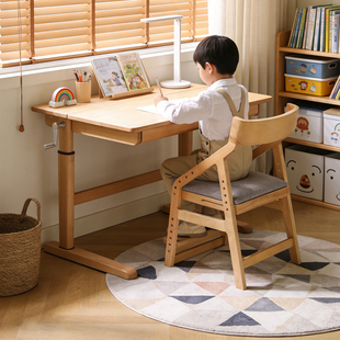 家逸儿童学习椅可升降实木小学生专用书桌写字椅子靠背餐椅成长椅