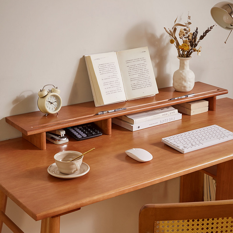 家逸实木电脑增高架办公桌垫高底座显示器置物架桌面垫高支架托架