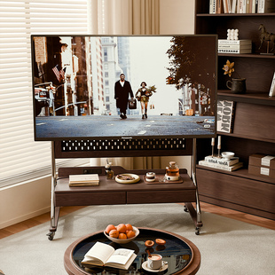 家逸实木可移动电视柜客厅家用小户型现代简约落地储物电视机支架