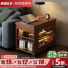 实木折叠茶几桌小户型边柜可移动式小推车家用客厅沙发边几茶台