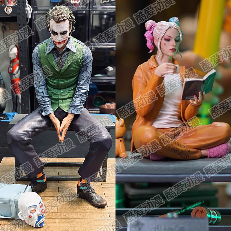 JOKER系列希斯莱杰DC自杀小队小丑坐姿小丑女美漫手办桌面模型-封面