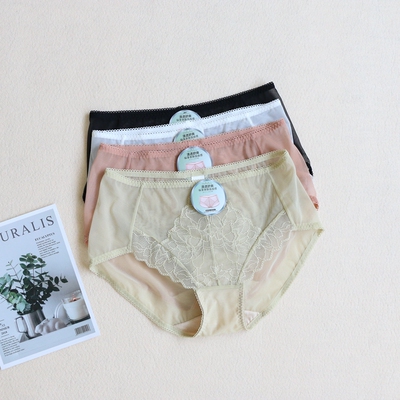 内裤女纯棉内档蕾丝拼网纱性感
