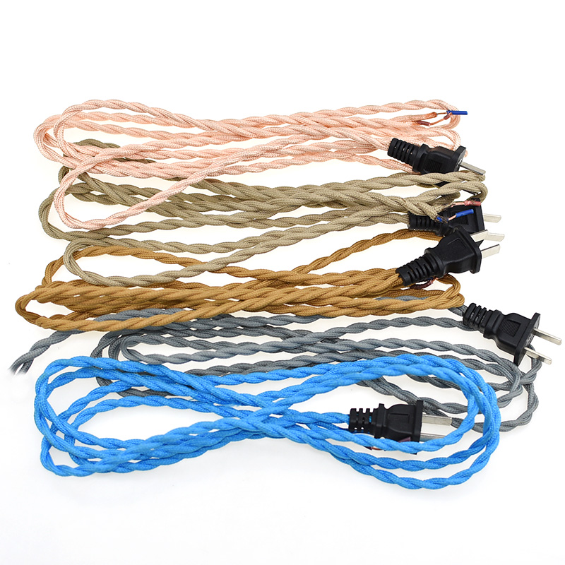 台灯复古麻花电源插头线