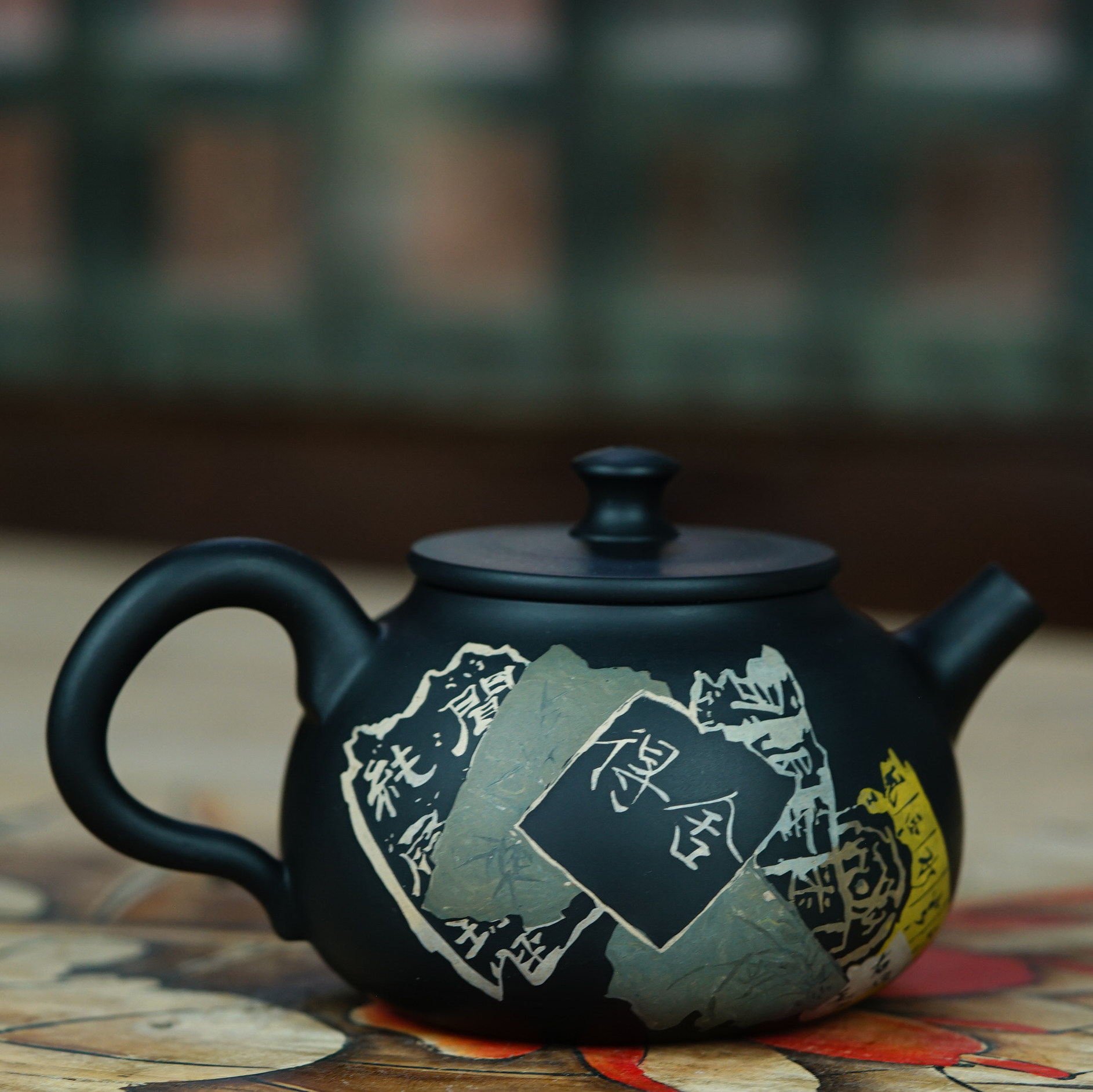 云南建水紫陶彩填残贴泡茶壶功夫茶具还原烧手工中国风青云记拉坯