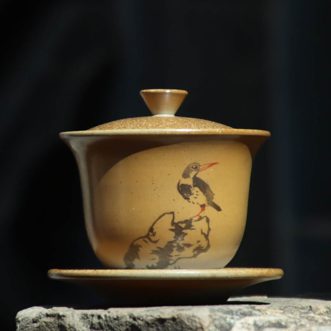 建水云南紫陶盖碗杯柴烧白泥陶瓷普洱功夫茶具家用手工复古执尘窑