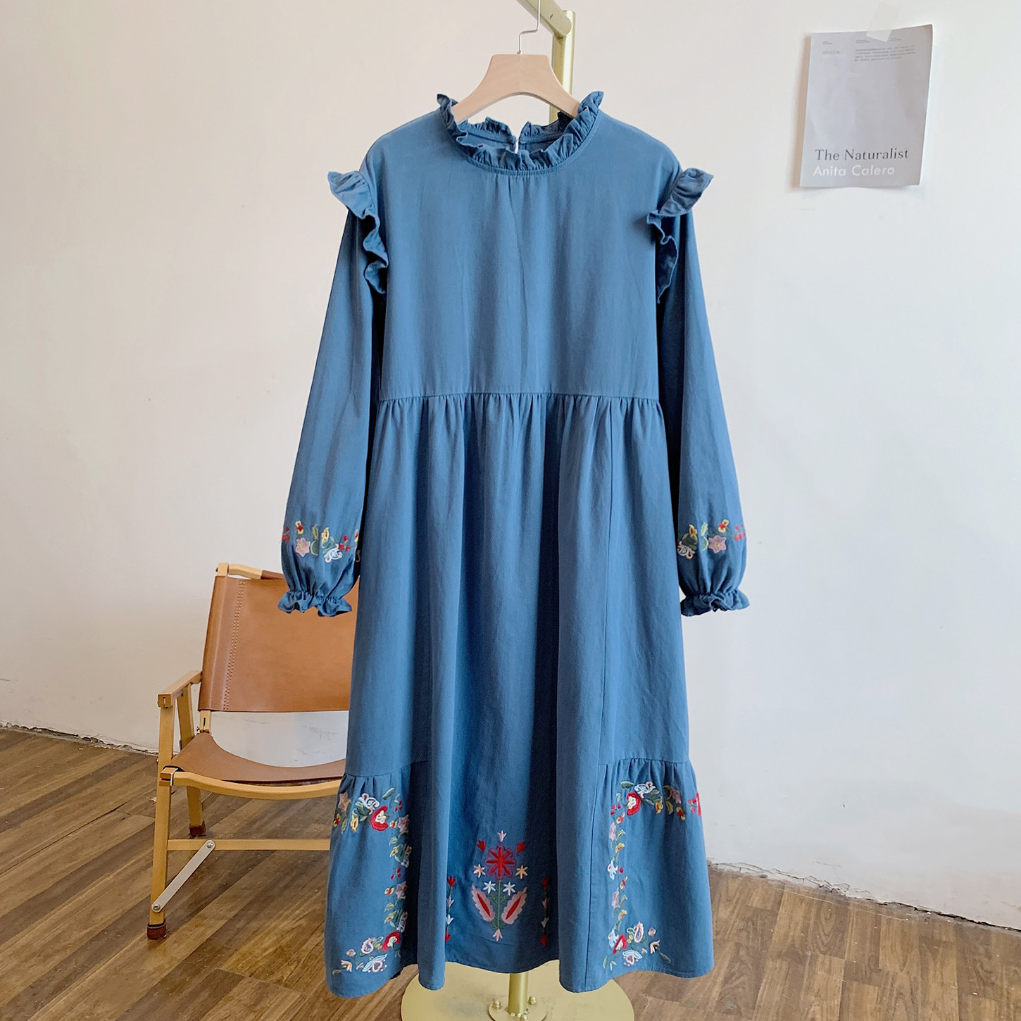 C5552刺绣木耳边立领连衣裙,女装/女士精品,连衣裙,淘宝优惠券,粉丝福利购,淘宝优惠卷