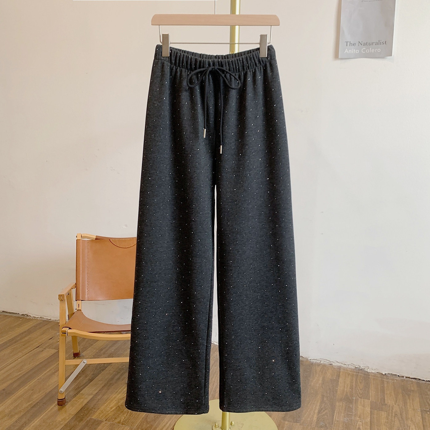 C5548加绒烫钻松紧腰系带阔腿裤,女装/女士精品,休闲裤,淘宝优惠券,粉丝福利购,淘宝优惠卷