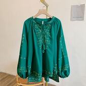 Y3007刺绣系带圆领衬衫