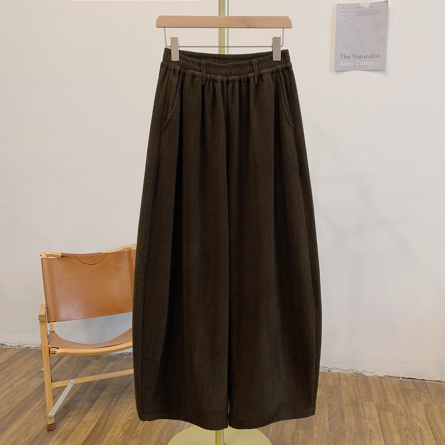 Y4083加绒灯芯绒松紧腰阔腿裤,女装/女士精品,休闲裤,淘宝优惠券,粉丝福利购,淘宝优惠卷