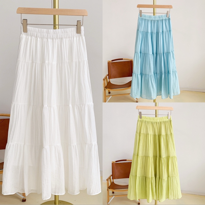 C5697纯色松紧腰半身裙