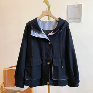 Y3057纯色拉链抽绳连帽外套