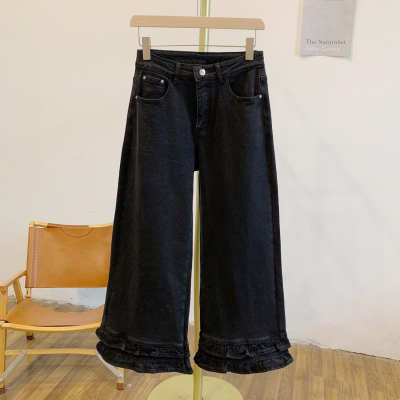 C5613荷叶边牛仔阔腿裤