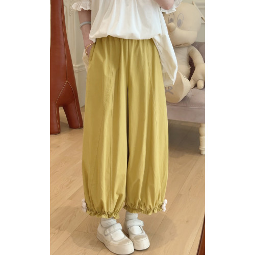 C6047小花松紧腰系带休闲裤