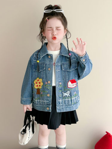 女童牛仔外套秋款2026新款儿童小童夹克潮宝宝衣服新款童趣洋气