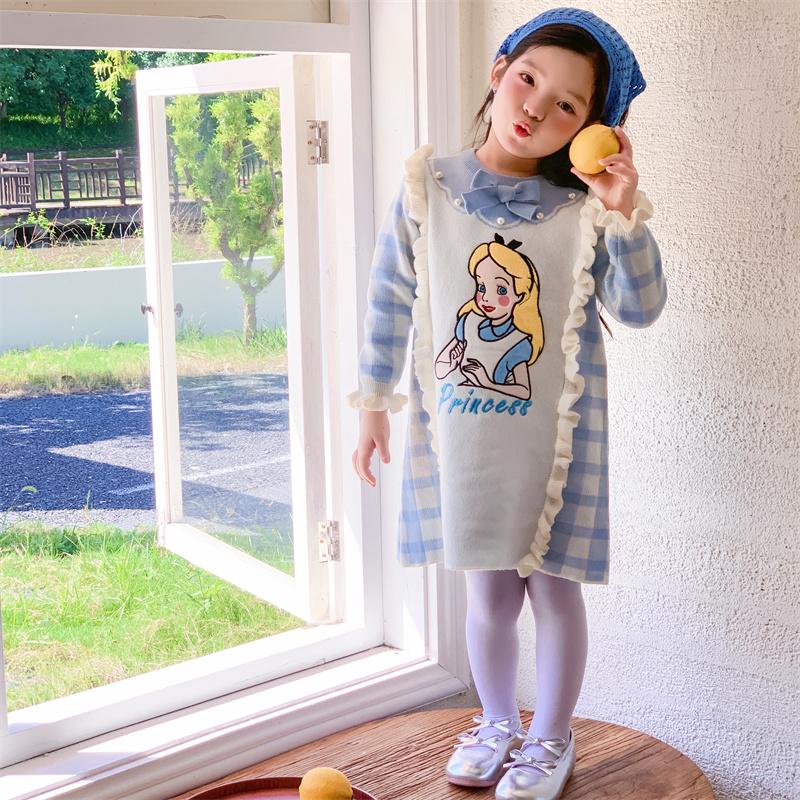 女童公主裙秋冬针织连衣裙