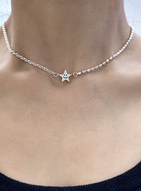 s925纯银项链女五角星星笑脸新款爆款高级感简约时尚锁骨链轻奢潮