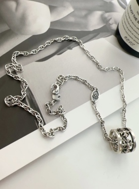 s925纯银猪鼻子项链男女款复古