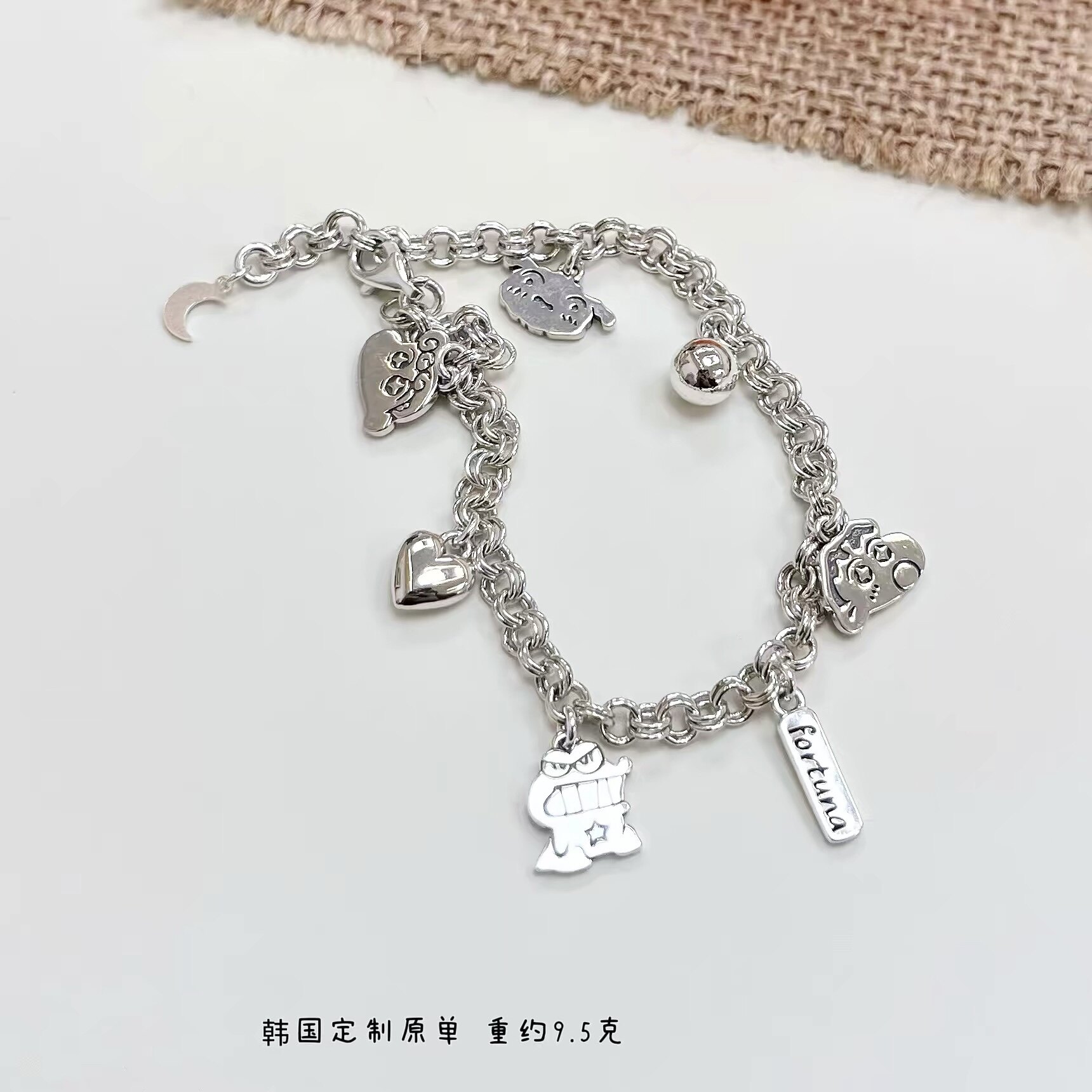 2026新款S925纯银手链ins风卡通混搭多挂坠手链女送女友闺蜜礼物
