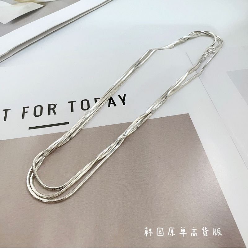 蛇骨链925純銀毛衣链长款