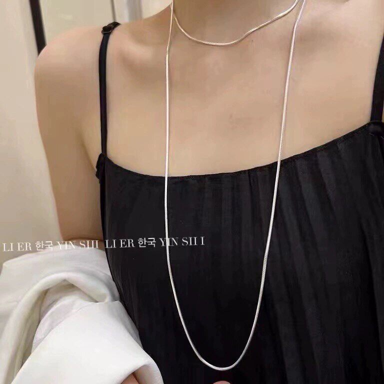 日韩长款蛇骨链s925纯银项链女百搭通勤简约气质高级感温柔慵懒风