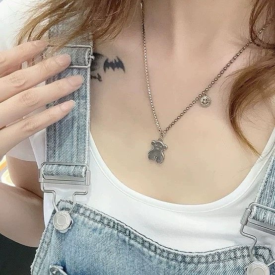 S925纯银小熊项链女高级感
