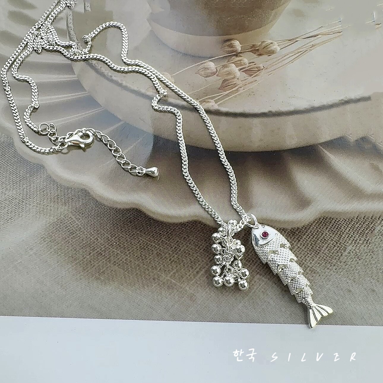 S925银项链年年有余锦鲤鱼吊坠