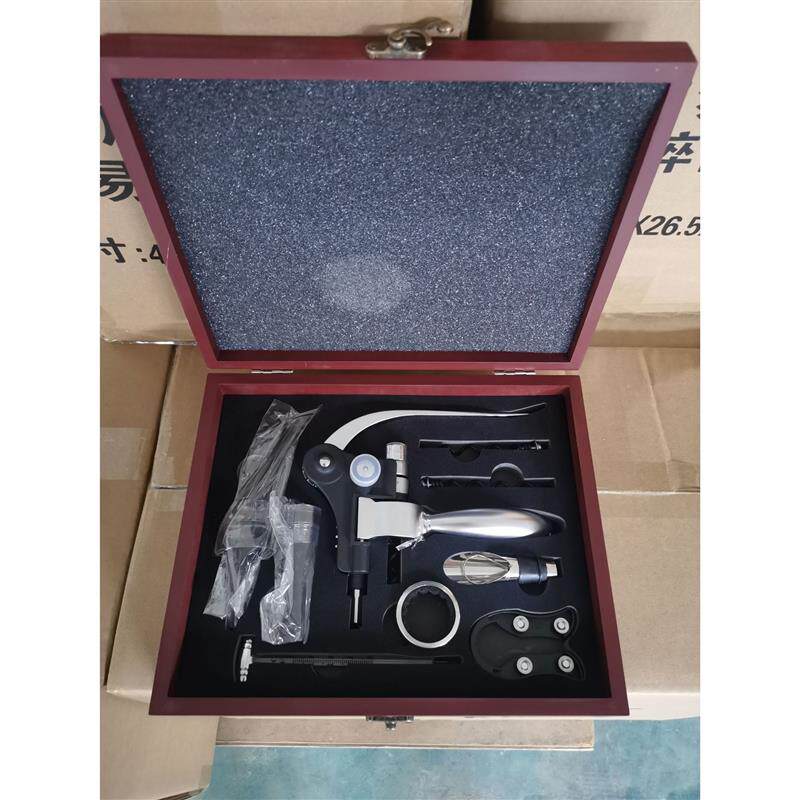 红酒开瓶器套装兔头礼品盒皮盒木盒九件套木盒兔形酒具套装