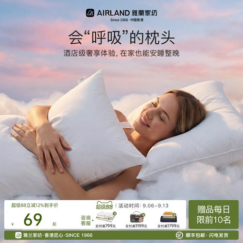 雅兰家纺酒店枕芯A类抑菌防螨枕
