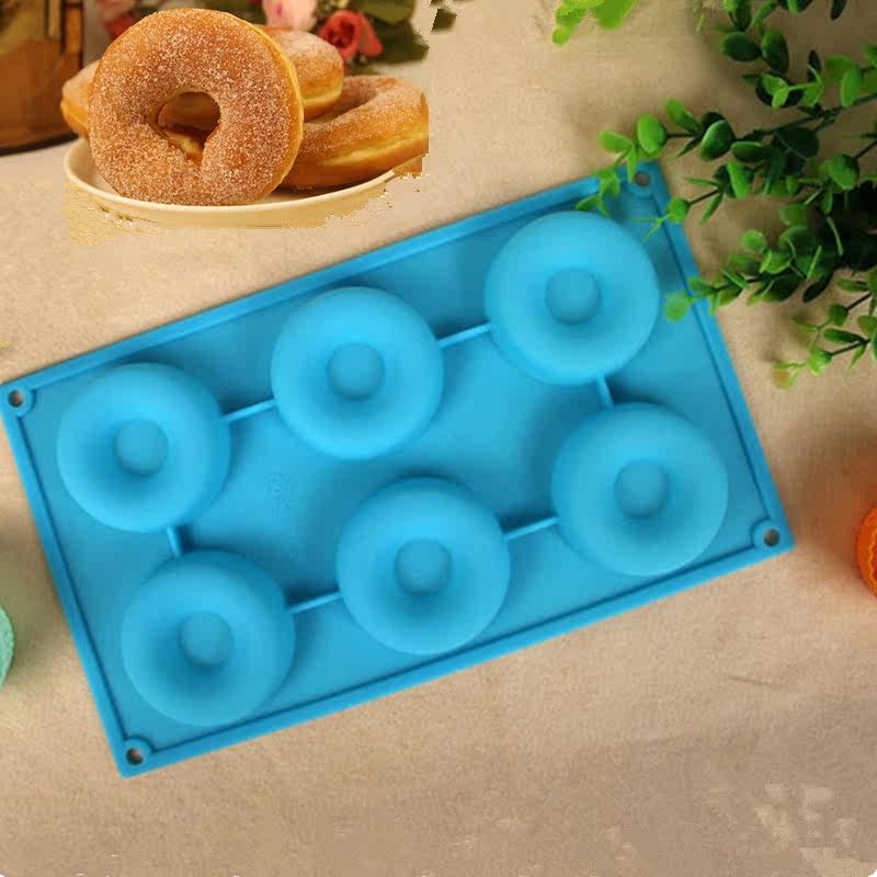 6连甜甜圈模具硅胶空心蒸蛋糕水塔糕米糕蒸模耐高温烤盘烘焙工具